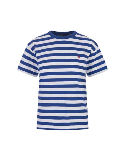 Ralph Lauren Sapphire/white Striped Jersey T-shirt In Blue