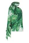 Ralph Lauren Ribbon-neck Tropical-print Blouse In Green