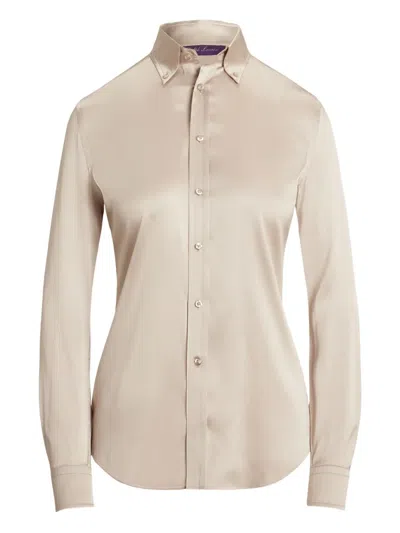 Ralph Lauren Satin Button-up Shirt In Neutral