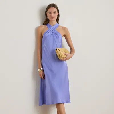 Ralph Lauren Satin Charmeuse Halter Dress In Purple