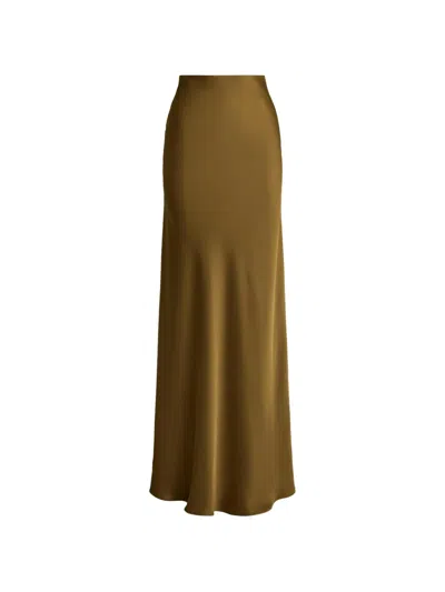 Ralph Lauren Satin Charmeuse Maxi Skirt In Green