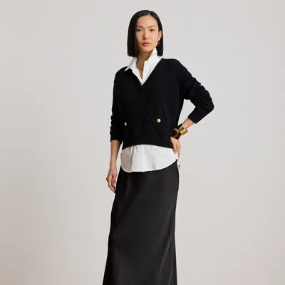 Ralph Lauren Satin Charmeuse Maxiskirt In Black