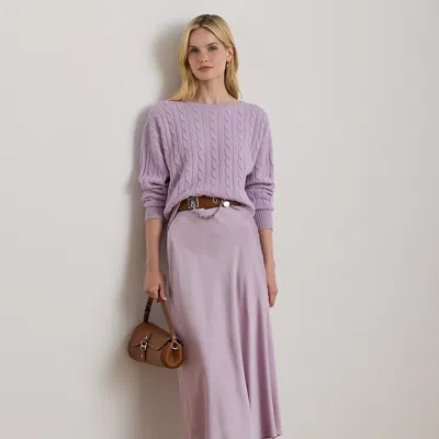 Ralph Lauren Satin Charmeuse Midi Skirt In Multi