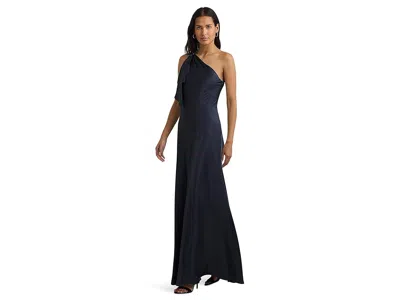 Ralph Lauren Satin Charmeuse One-shoulder Gown In Blue