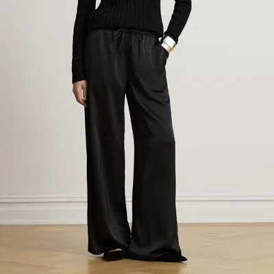 Ralph Lauren Satin Charmeuse Wide-leg Pant In Black