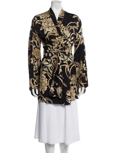 Pre-owned Ralph Lauren Satin Floral Print Robe In Multi