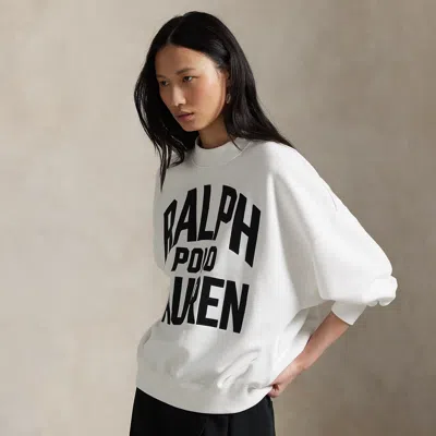 Ralph Lauren Satin Logo Fleece Crewneck In White