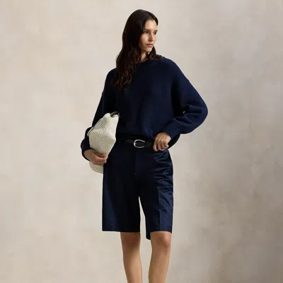 Polo Ralph Lauren Satin Long Short In Rl Navy In Black