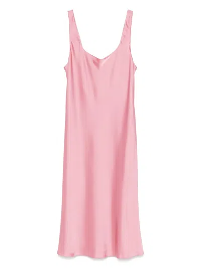 Ralph Lauren Satin Midi Dress In Pink
