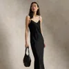 Polo Ralph Lauren Satin Midi Slip Dress In Polo Black