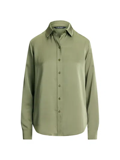 Ralph Lauren Satin Regular Fit Shirt In Green