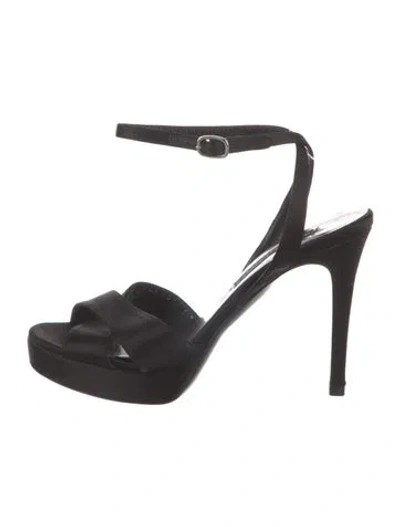 Pre-owned Ralph Lauren Satin Sandals In Black