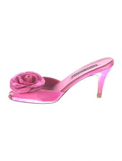 Pre-owned Ralph Lauren Satin Slides In Pink