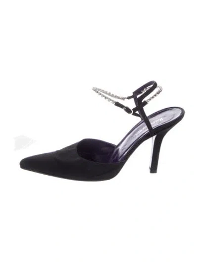 Pre-owned Ralph Lauren Satin Slingback Pumps In Black