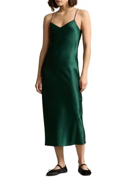 Ralph Lauren Satin Slipdress In Green