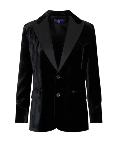 POLO RALPH LAUREN RALPH LAUREN SATIN-TRIM SINGLE-BREASTED TAILORED VELVET BLAZER