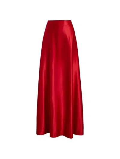 Ralph Lauren Satin-finish A-line Maxi Skirt In Red