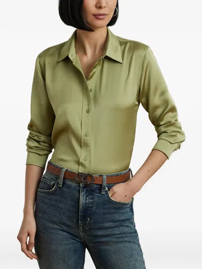 Ralph Lauren Satin-finish Long-sleeve Shirt In Green