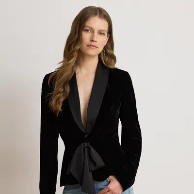 Ralph Lauren Satin-tie-front Velvet Blazer In Black Velvet