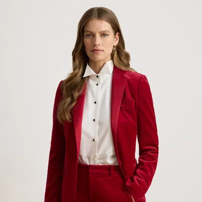 Ralph Lauren Satin-trim Stretch Velvet Blazer In Lauren Red Velvet