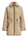 Ralph Lauren Saundra Quilted Drawstring Coat In Brown