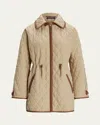 Ralph Lauren Saundra Quilted Drawstring Coat In Brown