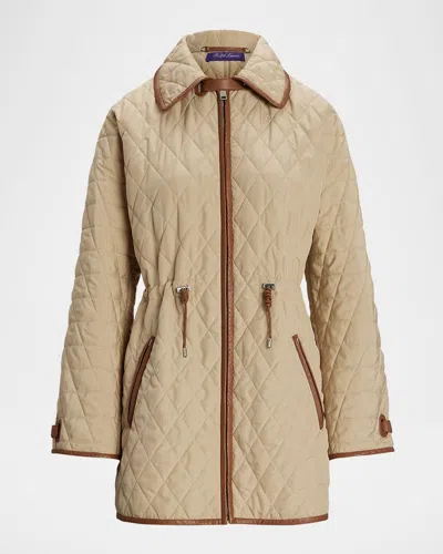 RALPH LAUREN SAUNDRA QUILTED LEATHER-TRIM COAT