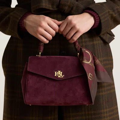 Ralph Lauren Scarf-trim Small Farrah Soft Satchel In Dark Garnet/belting