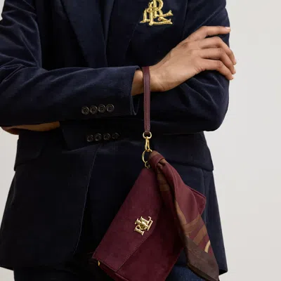 Ralph Lauren Scarf-trim Turn-lock Wristlet Crossbody In Dark Garnet/belting