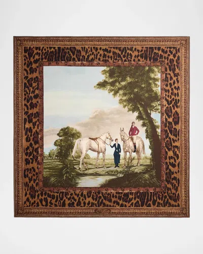 Ralph Lauren Scenic-print Silk Twill Square Scarf In Clay Tan
