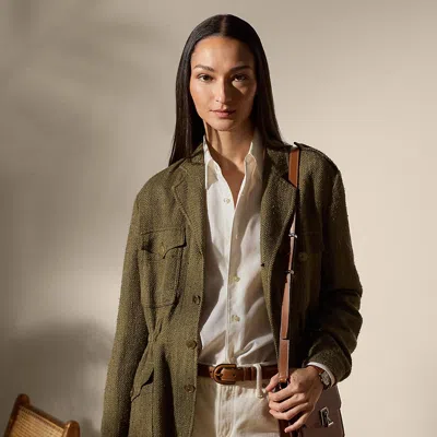 Polo Ralph Lauren Silk-linen Herringbone Schmitt Tweed Jacket In Olive