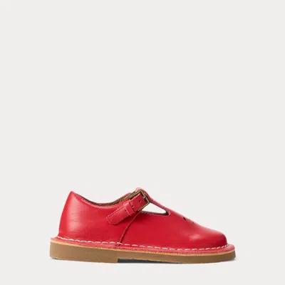 Ralph Lauren Kids' School T-strap Leather Shoe In Red Suede
