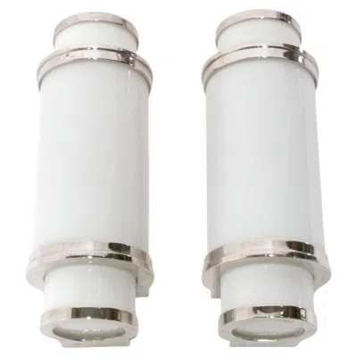 Pre-owned Ralph Lauren Sconces Art Deco Style Nickel Or Chrome Wall Lights In Transparent