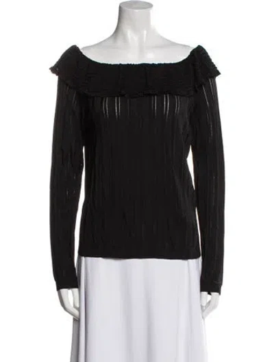 Pre-owned Ralph Lauren Scoop Neck Long Sleeve Blouse In Black