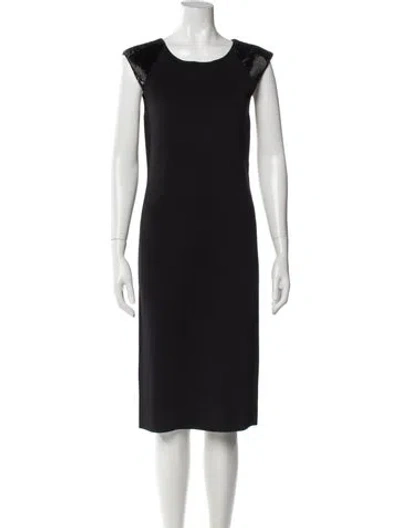 Pre-owned Ralph Lauren Scoop Neck Midi Length Dress In Black