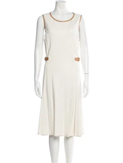 Pre-owned Ralph Lauren Scoop Neck Midi Length Dress In Neutral