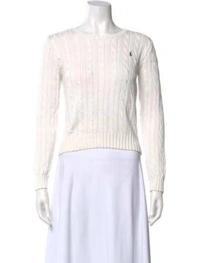 Pre-owned Ralph Lauren Scoop Neck Sweater In White