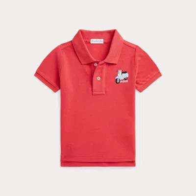 Ralph Lauren Babies' Scooter-embroidered Cotton Polo Shirt In Starboard Red