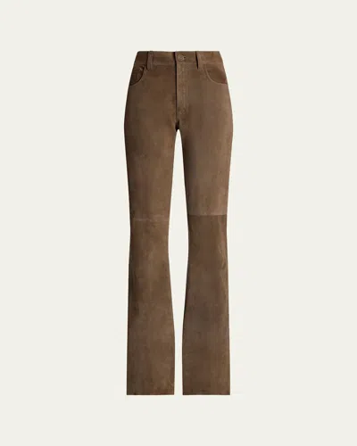 Polo Ralph Lauren Scottie Lamb-suede Pants In Taupe