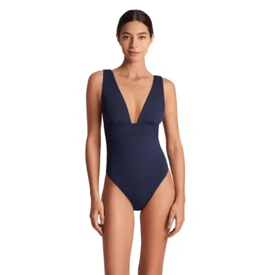 RALPH LAUREN SCULPTING SOLIDS SWIMSUIT WOMEN'S BLUE ONE PIECE RED411
