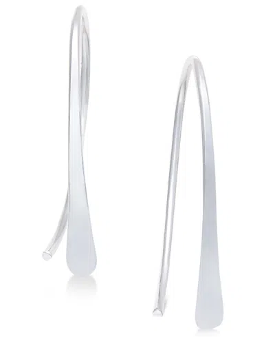 Ralph Lauren Sculptural Threader Small Hoop Earrings, 1" In Silver