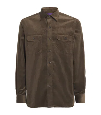 Ralph Lauren Sea Island Cotton Fine-wale Corduroy Shirt In Green