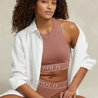 Ralph Lauren Seamless Cropped Jewelneck Tank In Terracotta