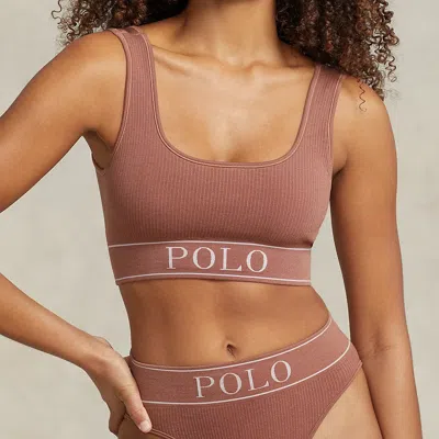 Polo Ralph Lauren Seamless Cropped Scoopneck Tank In Terracotta