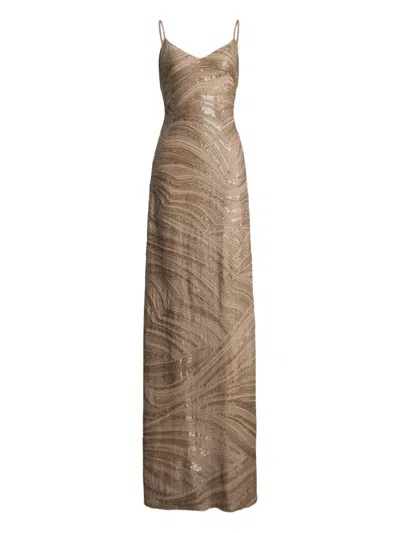RALPH LAUREN SEQUIN-EMBELLISHED SPAGHETTI-STRAP DRESS
