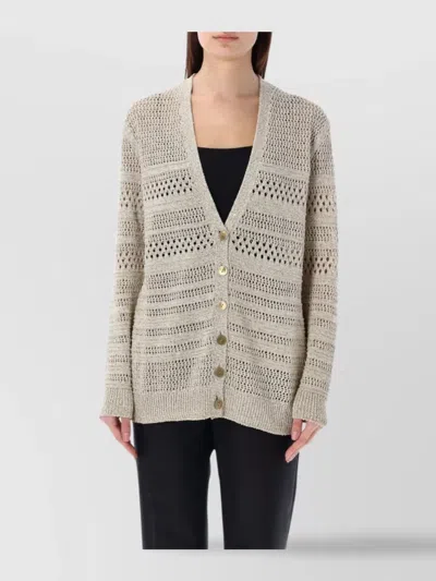 RALPH LAUREN SEQUIN EMBELLISHED V-NECK KNIT CARDIGAN