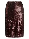 Ralph Lauren Sequin Mini Pencil Skirt In Burgundy