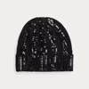Ralph Lauren Sequined Cable Wool-cashmere Beanie In Black