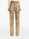 Ralph Lauren Sequined Feather-details Trousers In Brown