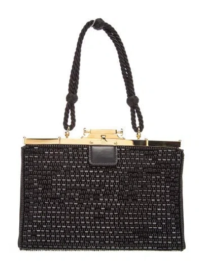 Pre-owned Ralph Lauren Sequins Top Handle Bag In Black